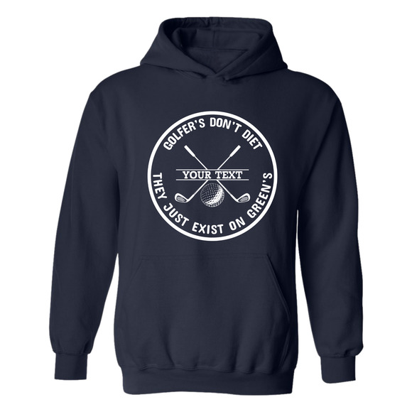 Golf Hoodie Golfers Don't Diet Personalized Name Funny Clubs Ball  Sweatshirt - Picture 1 of 15